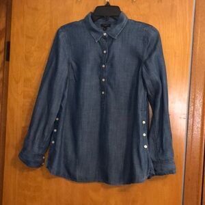 Talbots petite Denim  Tencel Tunic shirt